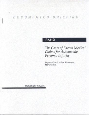 Cover for The costs of excess medical claims for automobile personal injuries