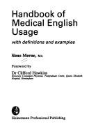 Cover for Handbook of medical English usage, with definitions and examples