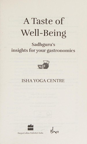 Cover for A taste of well-being