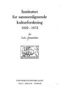 Cover for Instituttet for sammenlignende kulturforskning.