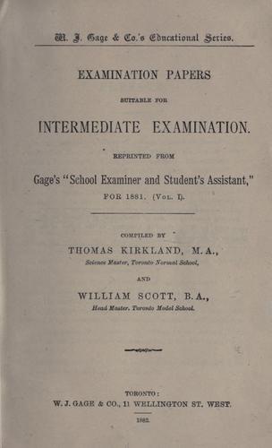 Cover for Examination papers suitable for intermediate examination