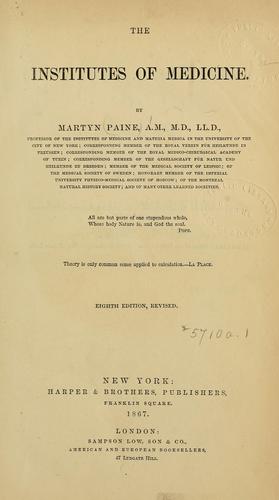 Cover for The institutes of medicine.