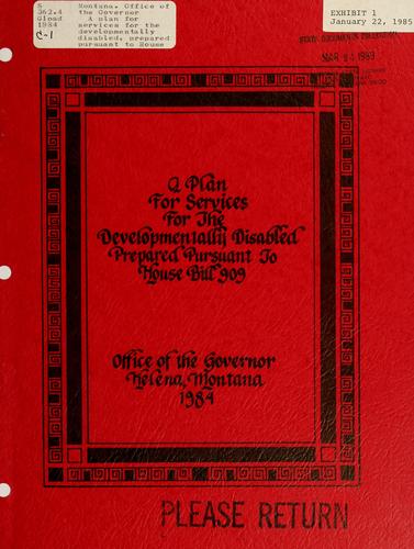 Cover for A plan for services for the developmentally disabled, prepared pursuant to House Bill 909