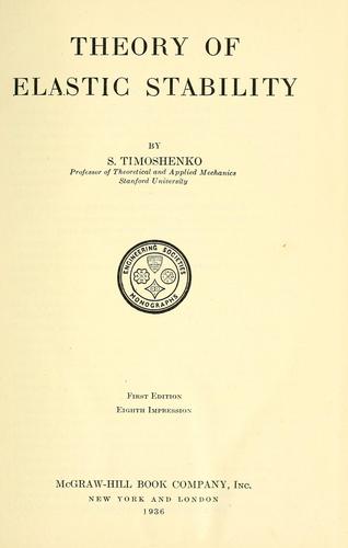 Cover for Theory of elastic stability