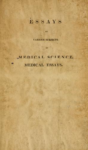Cover for Essays on various subjects of medical science