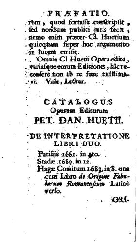 Cover for Pet. Dan. Huetii, Episcopi Abrincensis, Commentarius de rebus ad eum pertinentibus..