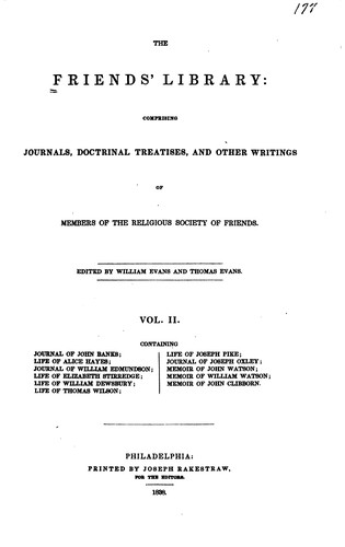 Cover for The Friends' Library: Comprising Journals, Doctrinal Treatieses, & Other Writings of Members of ...