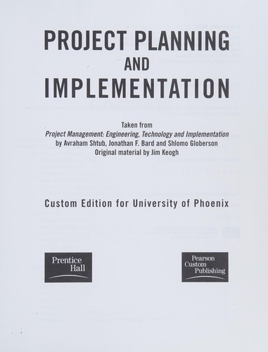 Cover for Project Planning an Impementation