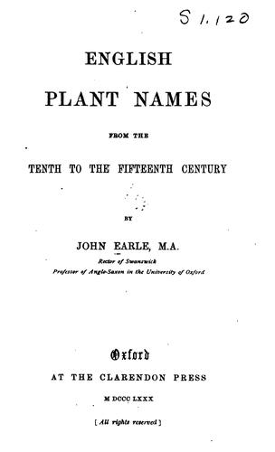 Cover for English plant names from the tenth to the fifteenth century