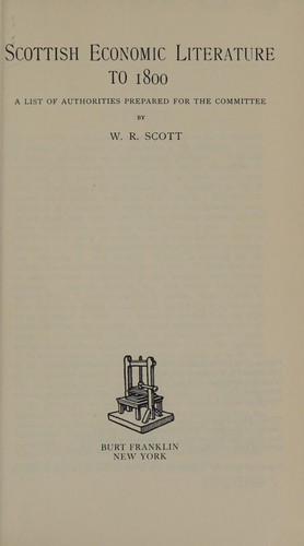 Cover for Scottish economic literature to 1800