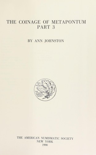 Cover for The coinage of Metapontum