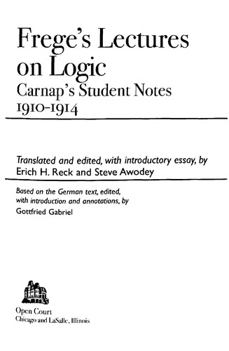 Cover for Frege's lectures on logic