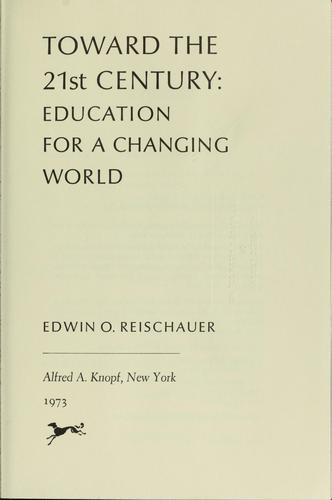Cover for Toward the 21st century: education for a changing world