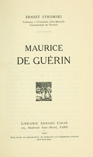 Cover for Maurice de Guérin.