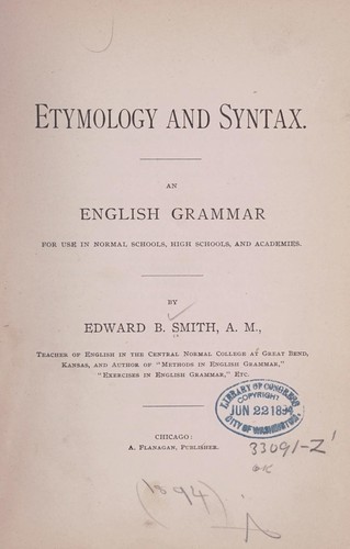 Cover for Etymology and syntax