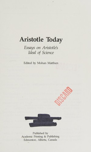 Cover for Aristotle today