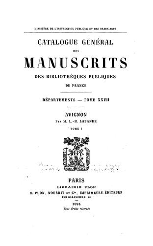 Cover for Catalogue général des manuscrits des bibliothèques publiques de France: chartres