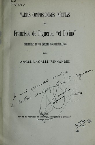 Cover for Varias composiciones inéditas