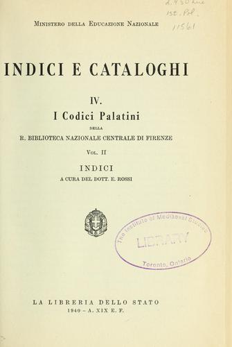 Cover for I codici palatini della R. Biblioteca nazionale centrale di Firenze