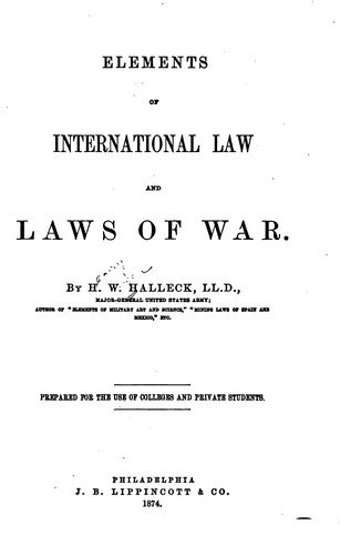 Cover for Elements of International Law and Laws of War