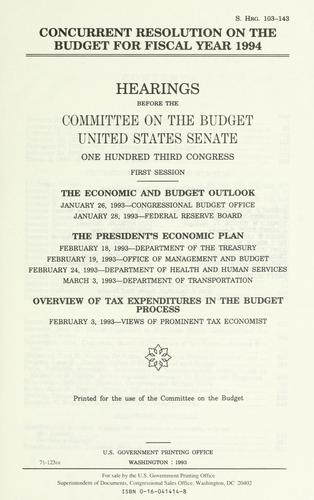 Cover for Concurrent resolution on the budget for fiscal year 1994
