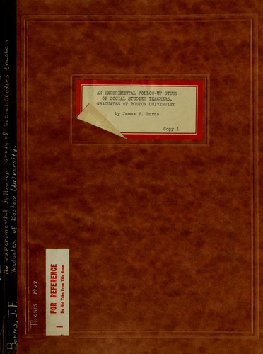 Cover for An experimental follow-up study of social studies teachers, graduates of Boston University