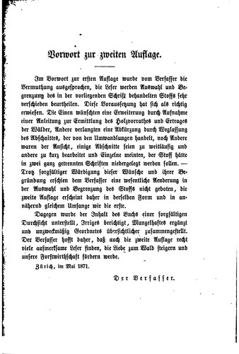 Cover for Der Wald, seine Verjüngung, Pflege und Benutzung, bearbeitet für das Schweizervolk