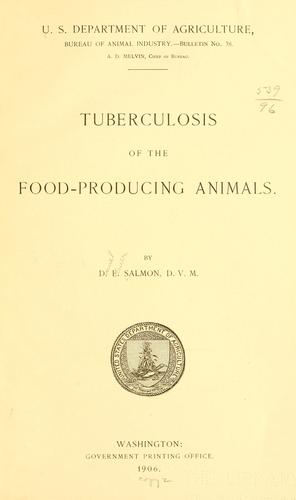 Cover for Tuberculosis of the food-producing animals.