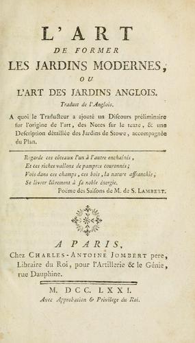 Cover for L' art de former les jardins modernes, ou, L'art des jardins anglois