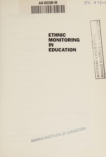 Cover for Ethnic Monitoring in Education