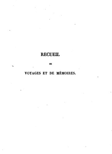 Cover for Recueil de voyages et de mémoires