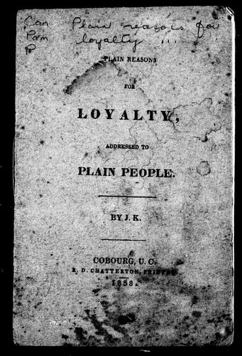 Cover for Plain reasons for loyalty