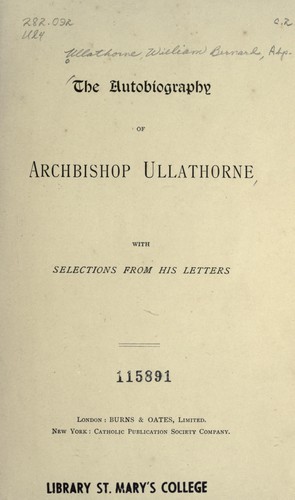 Cover for The autobiography of Archbishop Ullathorne
