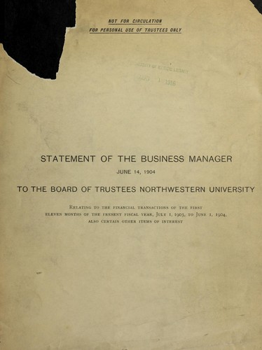 Cover for Statement to the Board of Trustees