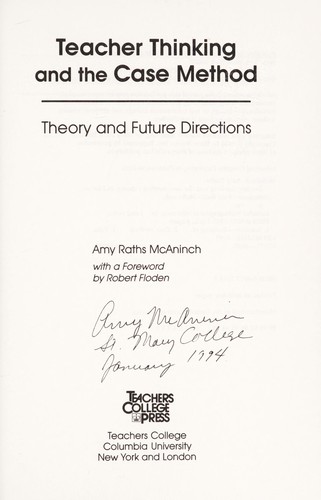 Cover for Teacher thinking and the case method