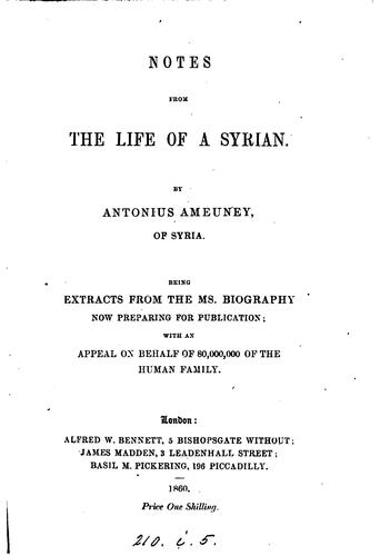 Cover for Notes from the life of a Syrian