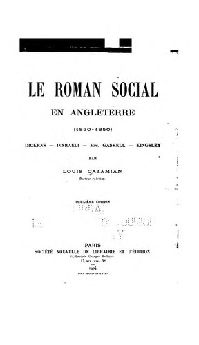 Cover for Le roman social en Angleterre, 1830-1850