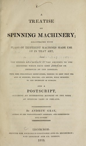 Cover for A treatise on spinning machinery