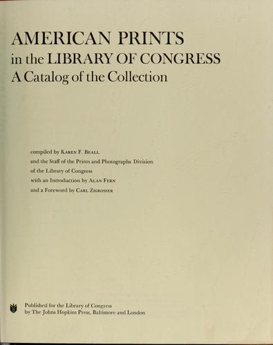 Cover for American prints in the Library of Congress