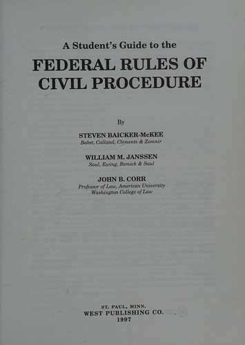 Cover for A Student's Guide to the Federal Rules of Civil Procedure