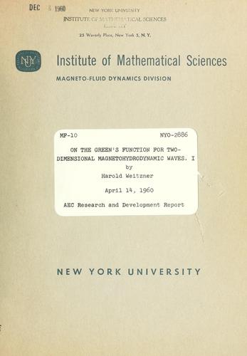 Cover for On the Green's function for two-dimensional magnetohydrodynamic waves. I.