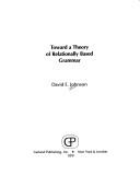 Cover for Toward a theory of relationally based grammar