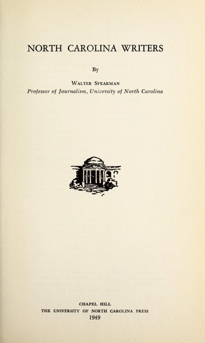 Cover for North Carolina writers