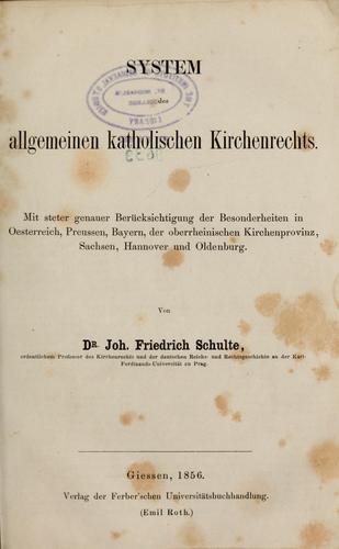 Cover for System des allgemeinen katholischen Kirchenrechts
