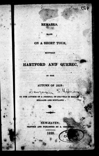 Cover for Remarks made on a short tour between Hartford and Quebec, in the autumn of 1819