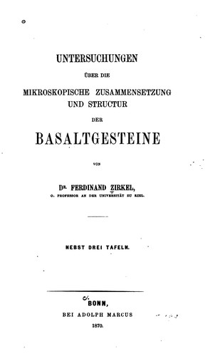Cover for Untersuchungen über die mikroskopische Zusammensetzung und Structur der Basaltgesteine