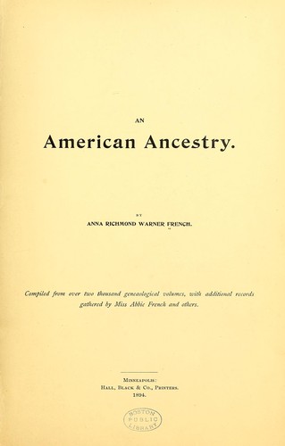 Cover for An American ancestry