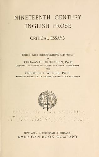 Cover for Nineteenth century English prose