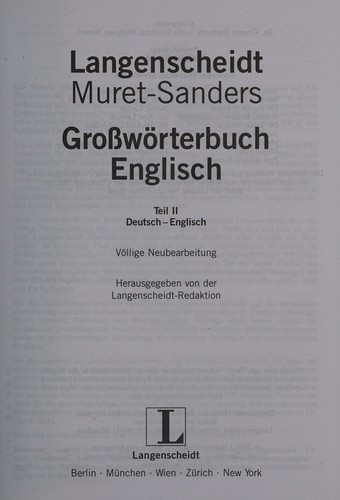 Cover for Langenscheidt Großwörterbuch Englisch Muret-Sanders