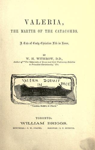 Cover for Valeria, the martyr of the catacombs